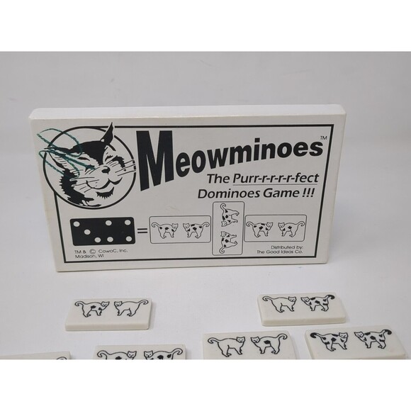 Vintage 1992 Meowminoes Cat Dominoes Game Missing and Broken Tiles Incomplete - Picture 2 of 10